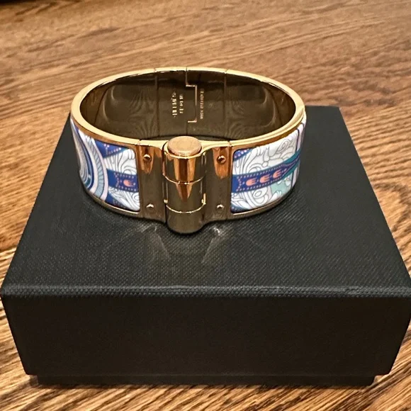 Hermes Gold and Blue Women's Cuff Bracelet - Picture 2 of 11